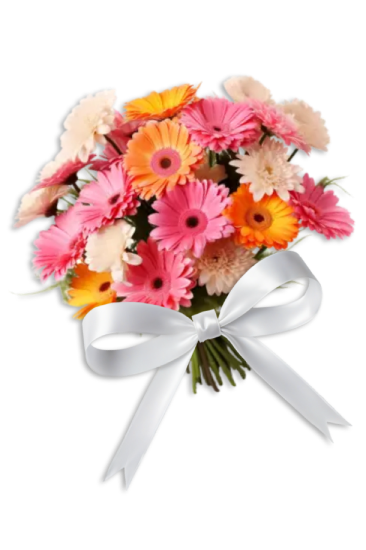 Hübscher bunter Brautstrauß passend zum Autoschmuck - patcars empfiehlt hübsche kleine Blumensträußchen an den Außenspiegel mit weißen Schleifen - dezent und feierlich für das Hochzeitsauto